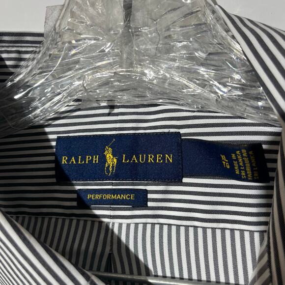 Vintage Polo Ralph Lauren Performance White/Black Striped Button Up Shirt Men XL - Picture 3 of 8